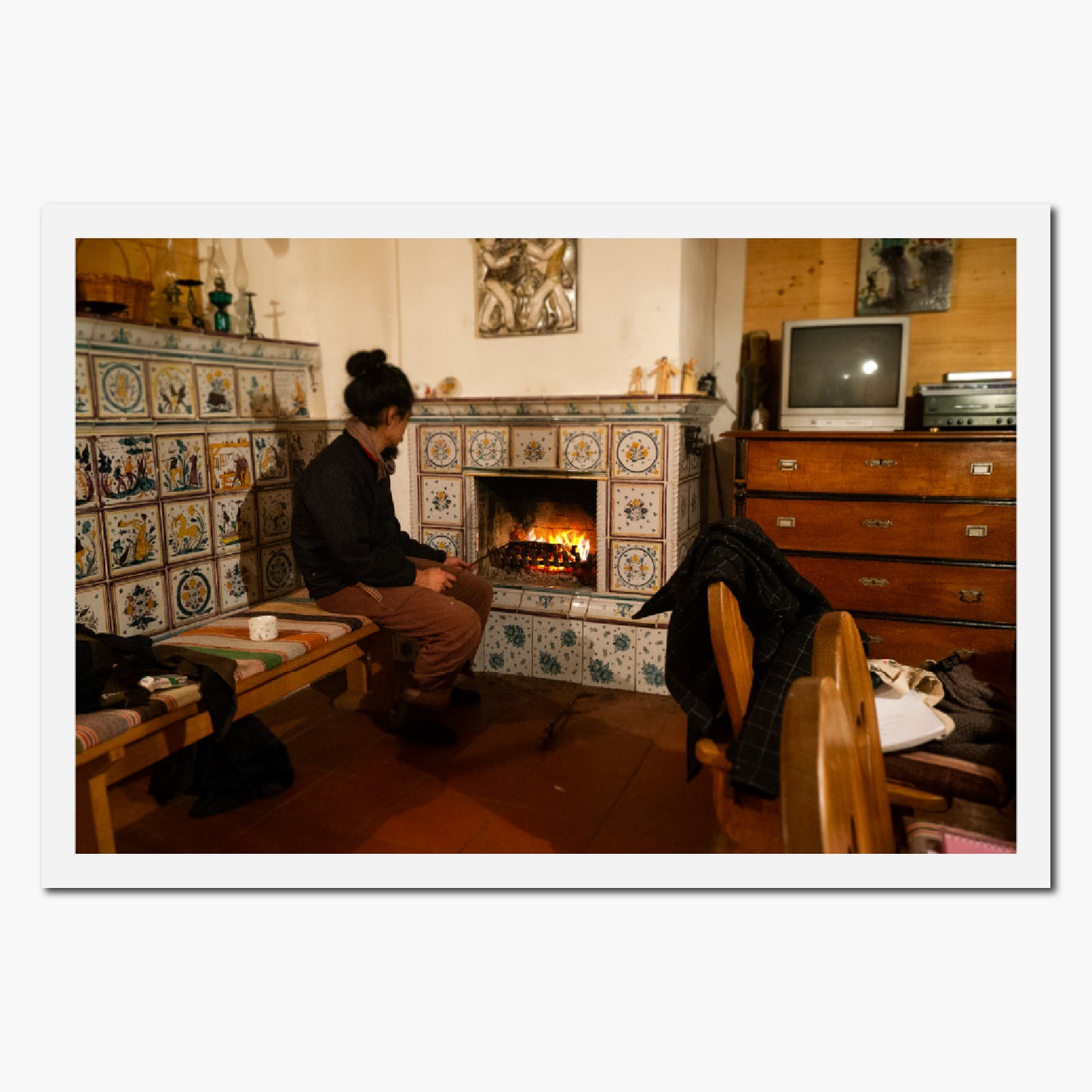 ポストカード｜ID001｜薪をくべる人